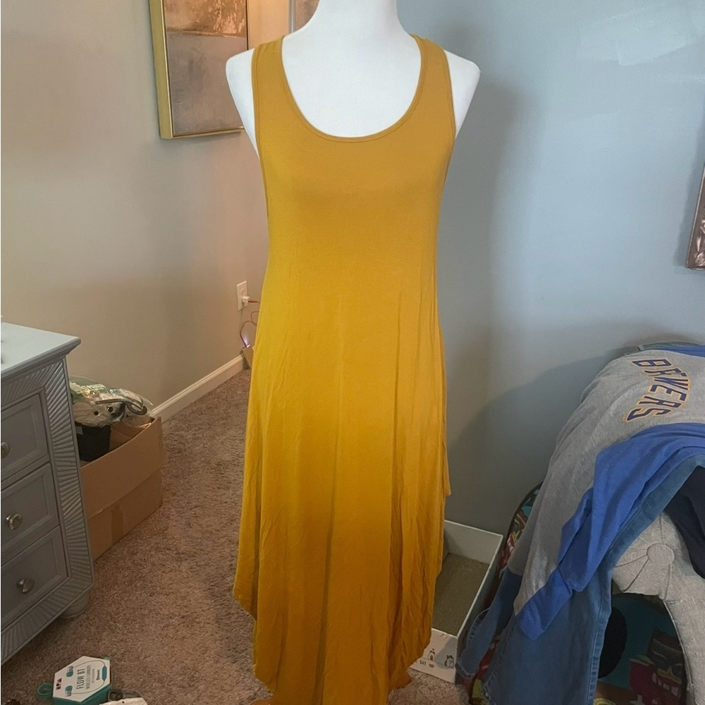 Boohoo Yellow High Low Sundress Sleeveless Scoop Neck